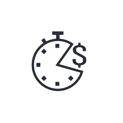 Time is eating up money. Vector icon on a white background.