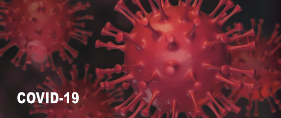 Concept Coronavirus Covid-19 in red - 3d Rendering