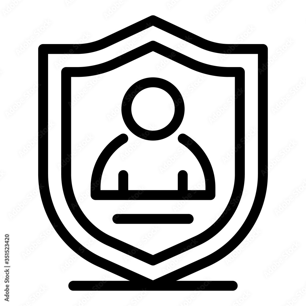 Poster personal secured shield icon. outline personal secured shield vector icon for web design isolated on