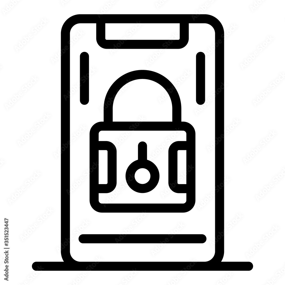 Poster secured smartphone icon. outline secured smartphone vector icon for web design isolated on white bac