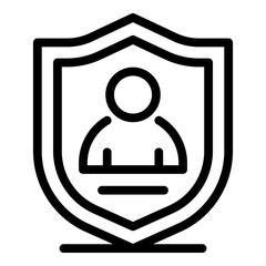 Personal secured shield icon. Outline personal secured shield vector icon for web design isolated on white background