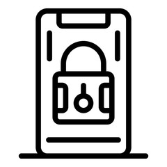 Secured smartphone icon. Outline secured smartphone vector icon for web design isolated on white background