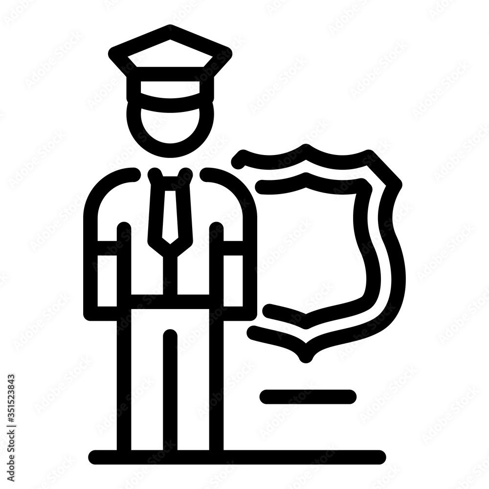 Poster policeman guard icon. outline policeman guard vector icon for web design isolated on white backgroun