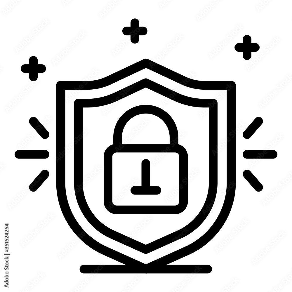 Poster locked padlock shield icon. outline locked padlock shield vector icon for web design isolated on whi
