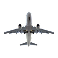 3d realistic vector airplane. Isolated on white background aircraft, front view.