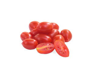Pile of cherry tomatoes stack isolated on white background with clipping path..
