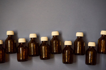 set of empty bottles without inscriptions