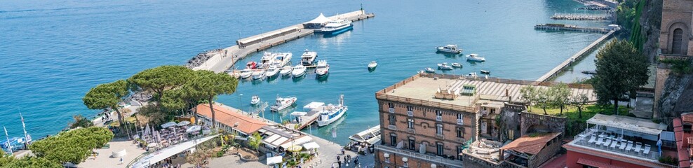 Fototapeta na wymiar Panoramic view of the harbour at Sorrento, Italy.