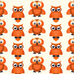 Seamless pattern with owls. Hand drawn illustration great for wallpaper, textile and texture design. Kids design, fabric, wrapping, apparel.