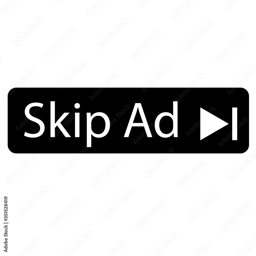 Poster skip ad advertisement icon on white background. flat style. skip ad button for your web site design,
