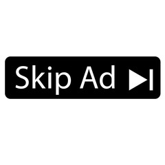 skip ad advertisement icon on white background. flat style. skip ad button for your web site design, logo, app, UI. skip ads symbol. skip advertisement sign.