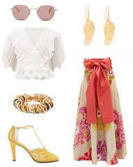 Collage of women's clothes on a white background
