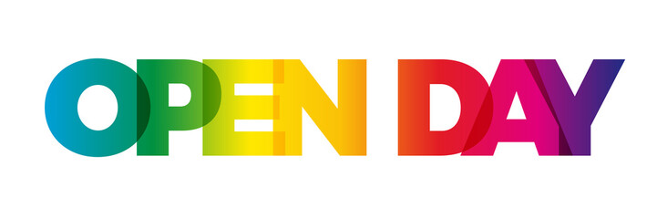 The word Open Day. Vector banner with the text colored rainbow. - 351528491