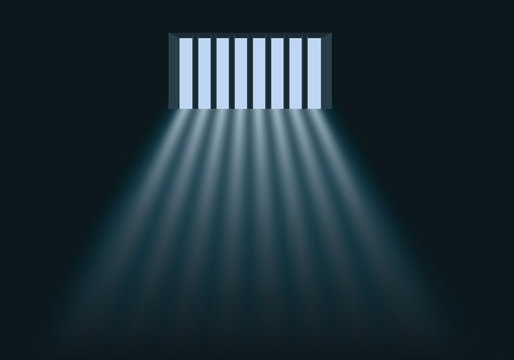 Concept de la prison et de la privation de libert&eacute; avec la lumi&egrave;re du jour qui &eacute;claire l&rsquo;int&eacute;rieur d&rsquo;une cellule au travers des barreaux de la fen&ecirc;tre.