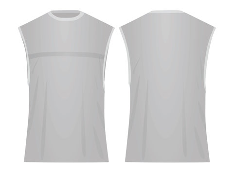 Men grey sleeveless t shirt. vector illustration