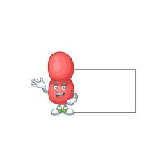 A caricature drawing of neisseria gonorrhoeae with board