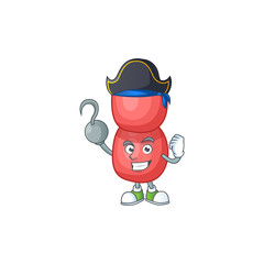 mascot design style of neisseria gonorrhoeae as a pirate having one hook hand
