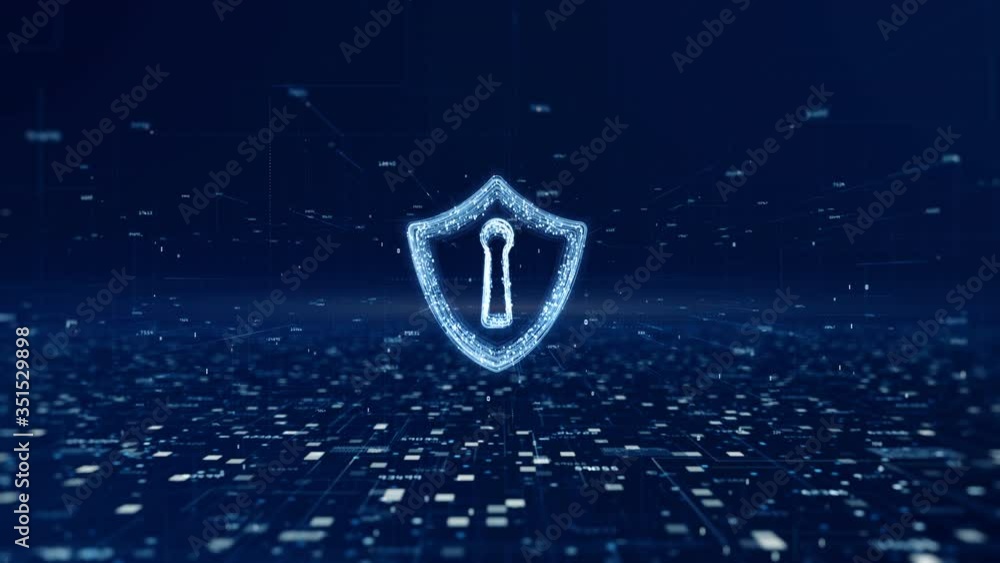 Aufkleber shield icon of cyber security, digital data network protection, future technology network background
