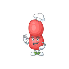 Neisseria gonorrhoeae chef cartoon drawing concept proudly wearing white hat