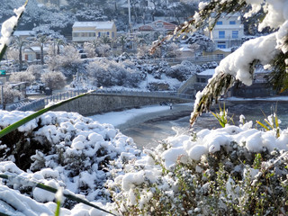 La plage de Portissol à Sanary sous la neige