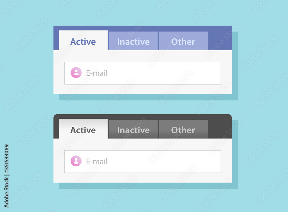 Aufkleber tabs ui design or tabbed menu website set vector flat style, illustrated web navigation interface el