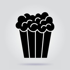 Popcorn black icon vector isolated template on a gray background with soft shadow.