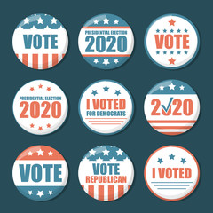 Collection of US election pins vector isolated