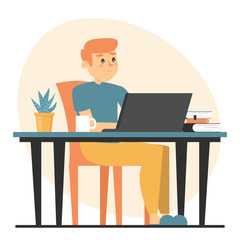 Freelancer at the desk. Working remote from home