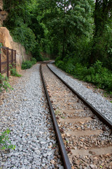 Fototapeta premium The old railway built during World War II in Kanchanaburi