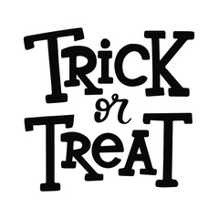 Trick Or Treat. Trendy typographic Halloween handlettering illustration. Could be used as part of design for  greeting cards, flyers, poster or party invitations. Isolated on white. Vector.
