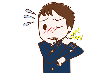 肩こりがひどくて辛い男子学生