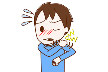 肩こりがひどくて辛い少年