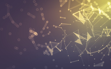 Abstract background. Molecules technology with polygonal shapes, connecting dots and lines. Connection structure. Big data visualization.