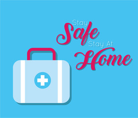 stay at home campaign for covid19 with medical kit