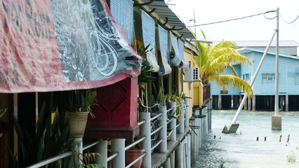 House on top of the river with poles