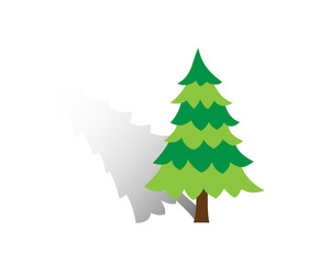 Vector Illustration. Tree, Christmas fir tree, silhouette isolated on white background.
