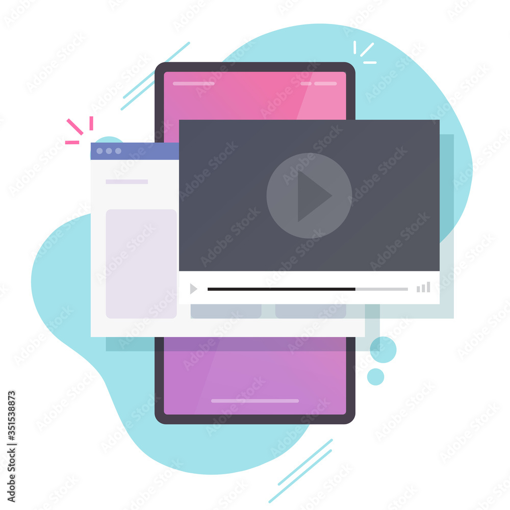 Aufkleber online video watching on mobile phone via web internet or smartphone streaming movie content in play