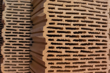 Big perforated red brick backgrounda