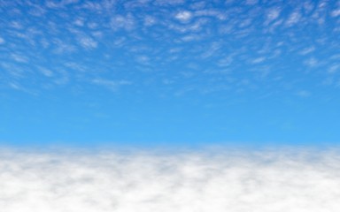 Blue sky background with white clouds. Cumulus white clouds in the clear blue sky in the morning. 3D illustration