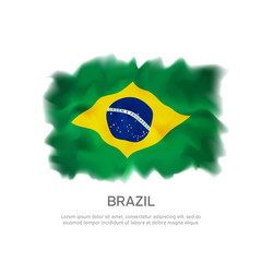 Brazil flag - on white background for creative design. Brazilian festive and patriotic poster template. Banner with the flag of brazil. Vector illustration