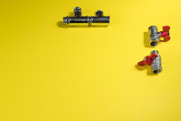 several safety valves on a colored background. safety valves with red edges. safety valves isolated. studio shoot