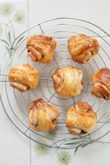 自宅でパン作り　シナモンロール　フィンランド式の成型