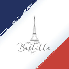 bastille day celebration with tower eiffel and flag