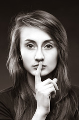 Naklejka premium Portrait of a young emotional woman