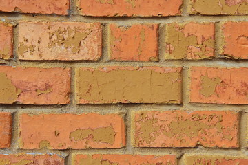 Obraz premium Smooth red brick wall. Grunge modern texture, loft and industrial style. Stock Photo for wallpaper, scrapbooking and background, web and print with empty place for text and design
