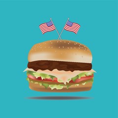 burger with usa flags