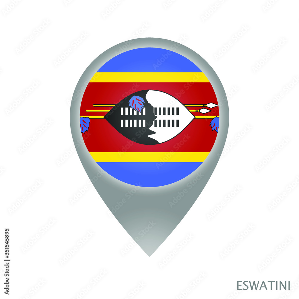 Poster map pointer with flag of eswatini. colorful pointer icon for map. vector illustration. - Posters