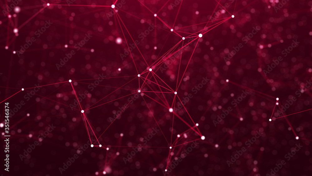 Poster digital plexus of glowing lines and dots. abstract background. 3d rendering. network or connection. 
