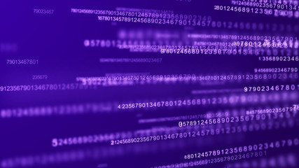 Matrix. Numbers on black background. Digital illustration. Computer code. 3d rendering.