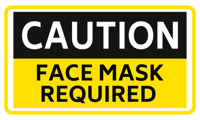 Caution Face Mask Required Sign Sticker
